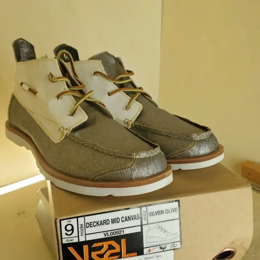 Vintage VAEL Deckard Mid Canvas Shoe Mens Size 9 Silver Vibram Boat Yacht